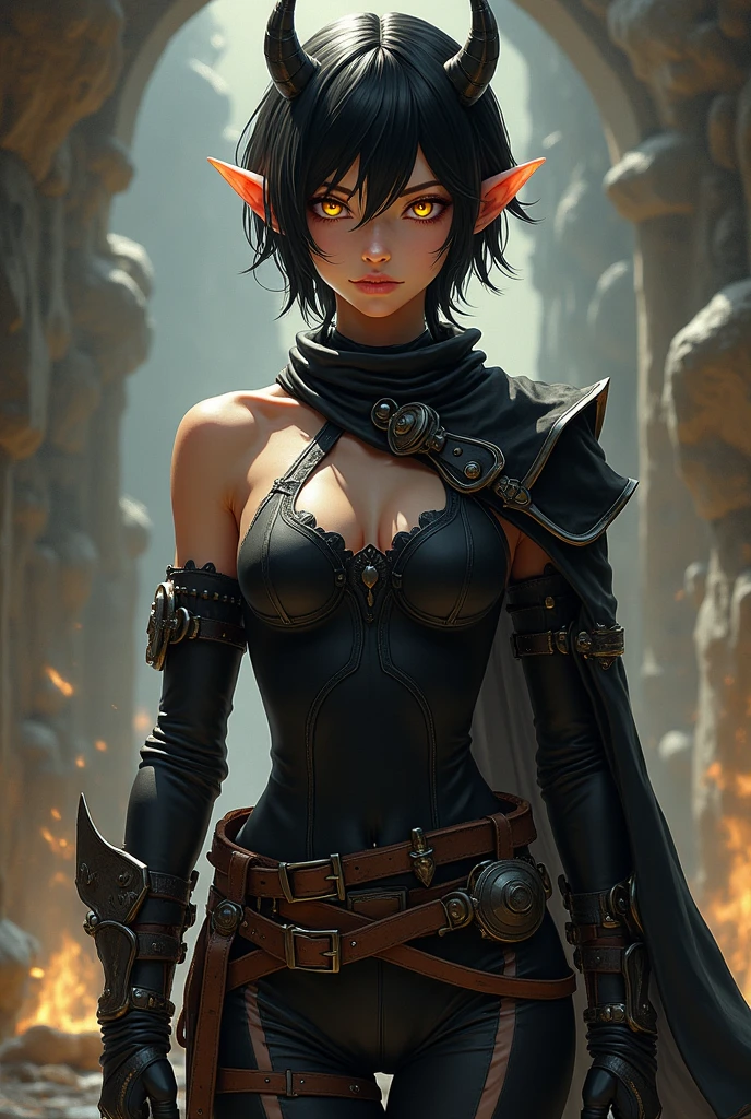 A beautiful and wonderful woman with short orange hair with gothic armor medieval moon city, dramatic scene, 8k, magnifica, on top of a tall rock and behind a crowded city, manto, capa, vestir, 8k, Magnificent, fluttering cover, Standing and arms crossed, aurora, temporada de inverno, manto, dramatic scene, Magnificent cute, 8k, serious facial expression.