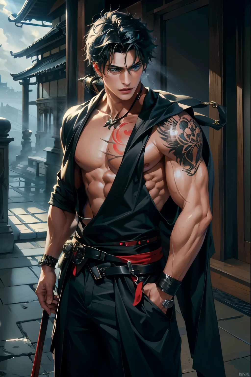 Oriental warrior tattoo design
