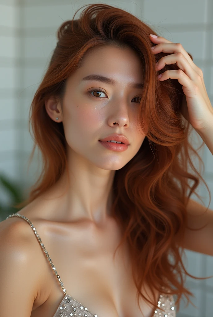 ((((short red hair)))), ((((beautiful face)))), (((1 girl))), (((huge breast))), ((((wearing a sexy red party dress)))), ((((breast cleavage)))), ((((night club)))), ((((lighting)))), (((party lighting))), ((((cute face)))), ((((Pink lips))))