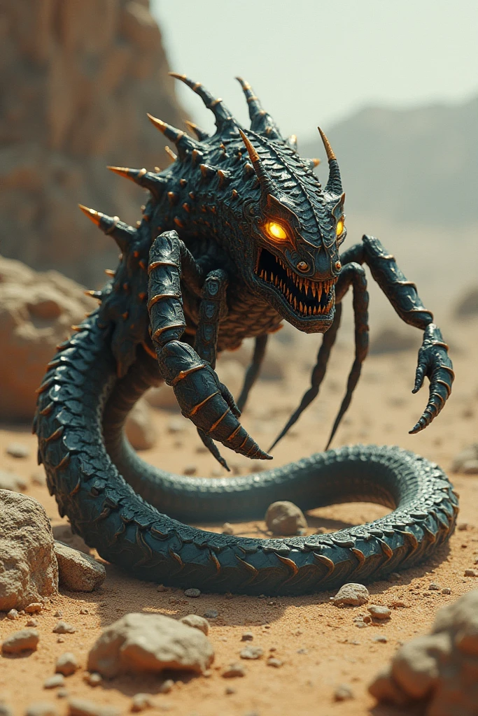 Create a fusion between a scorpion and a snake.