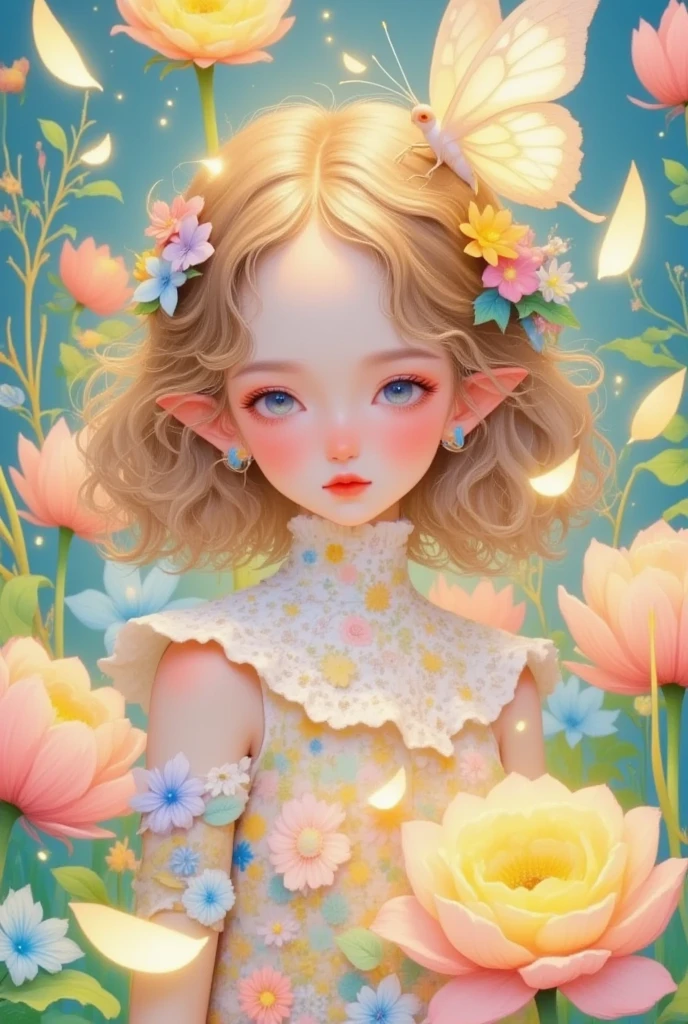  Close-up of a girl with a butterfly on her head, Li Song's digital art , Popular in the CG community , Fantasy Art,  exquisite digital art , 可爱的数字艺术,  beautiful fairy , Elf girl in a flower dress ,  cute digital painting , Fantasy Art style,  beautiful fairy ,  beautiful fairy s,  Portrait of a Fairy ,  Beautiful and gorgeous digital art , Space Flower Fairy