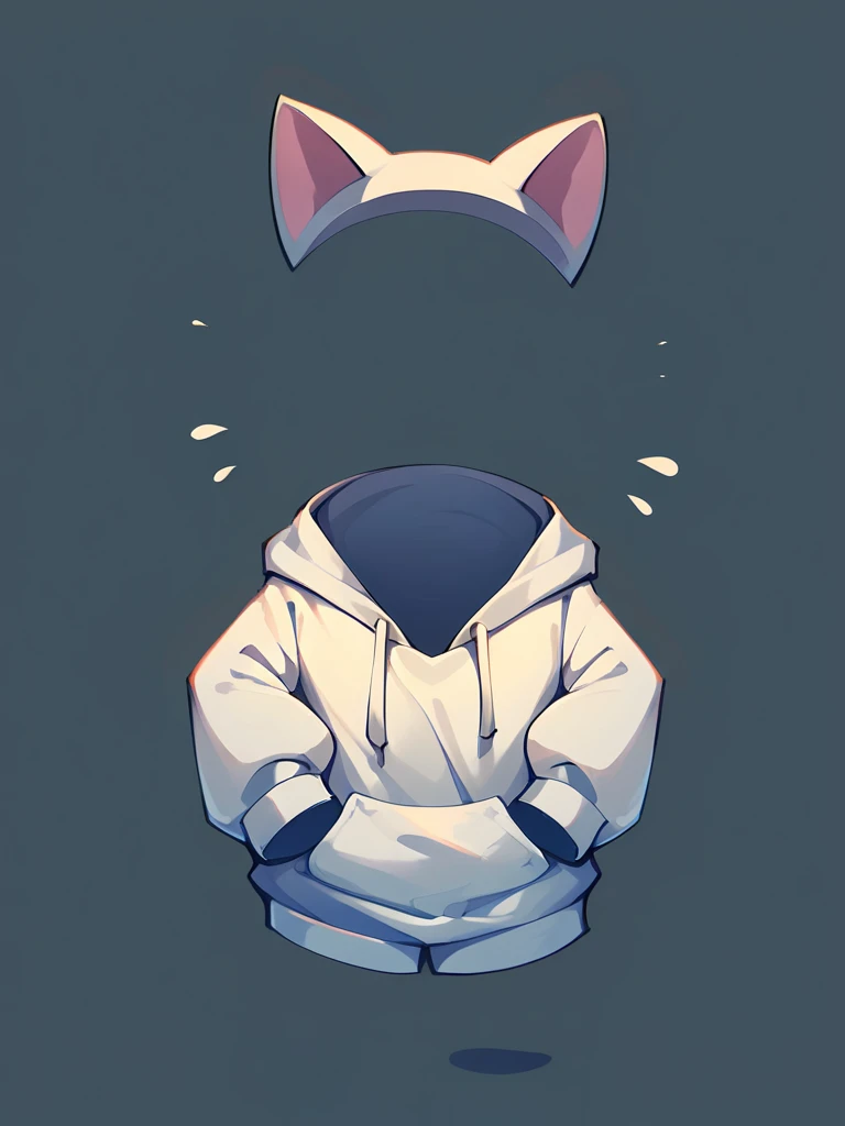 "A mysterious, semi-transparent teenage girl wearing a cozy, oversized cat-themed hoodie with cat ears on the hood. Her invisibility is shown by her faint outline, blending into her surroundings, while the hoodie remains visible and vibrant, creating a striking contrast. She stands in a softly lit urban environment, with dim streetlights and light fog adding an air of mystery. The hoodie is detailed with soft fur textures and playful cat paw designs on the sleeves."