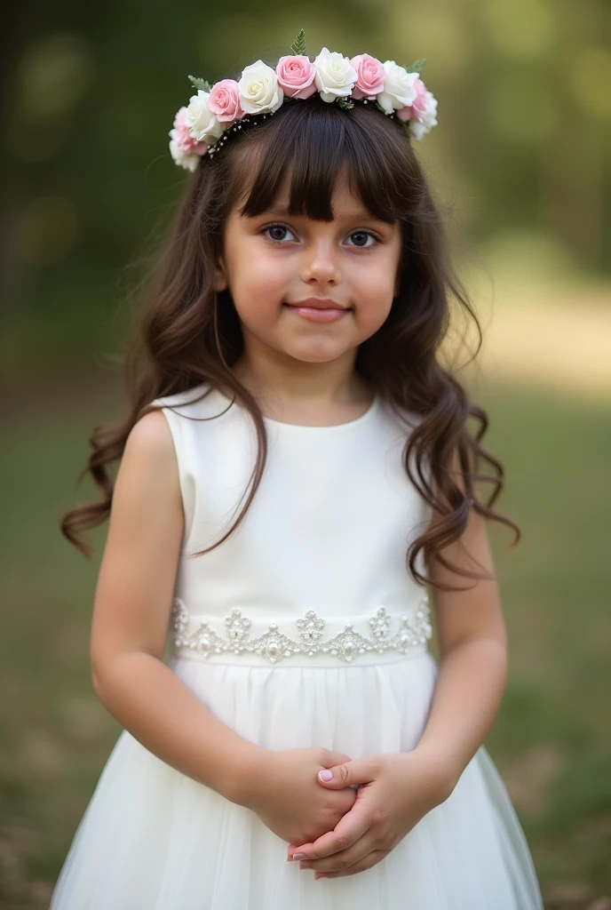 a 3 year old (((sorrindo))), (((symmetrical, pose frontal))), (((vestido delicado))), 8k foto retrato suave, (((hugging a bouquet of flowers))), Por Lilia Alvarado, linda pintura digital, bonita, retrato bonito da , foto retrato close-up, medium portrait soft light, imagem retrato bonita, Luz suave do retrato, retrato da , retrato fotorrealista, (((cabelos loiros e cacheados))) , (((flowery scenery))),
