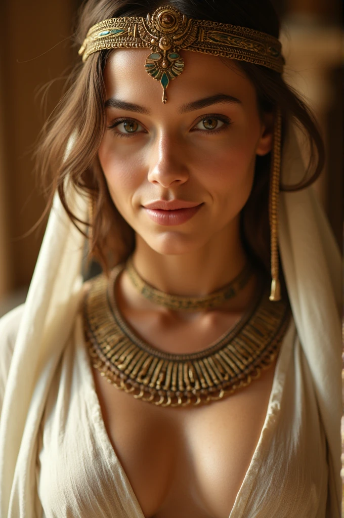 (((ancient egyptian Kalasiris))),(((ancient egyptian queen headpiece))),(((bib necklace))),(((bare inner thigh))),(((bangle))),(((ancient egypt traditional white sheer fabric cape))), ulzzang-6500-v1 .1, (Raw photo:1.2), (Photo realistic:1.4), a beautiful detailed girl, extremely detailed eye and face, beautiful detailed eyes, ultra-detailed, High resolution, top-quality, ​masterpiece, highly detailed, 8k wallpaper, Wonderful, finely detail, top-quality, Light on the face, movie lights from the waist,1girl in,(ancient egypt pyramids and sphinx),Beautiful eyes,smile,Opening Mouth