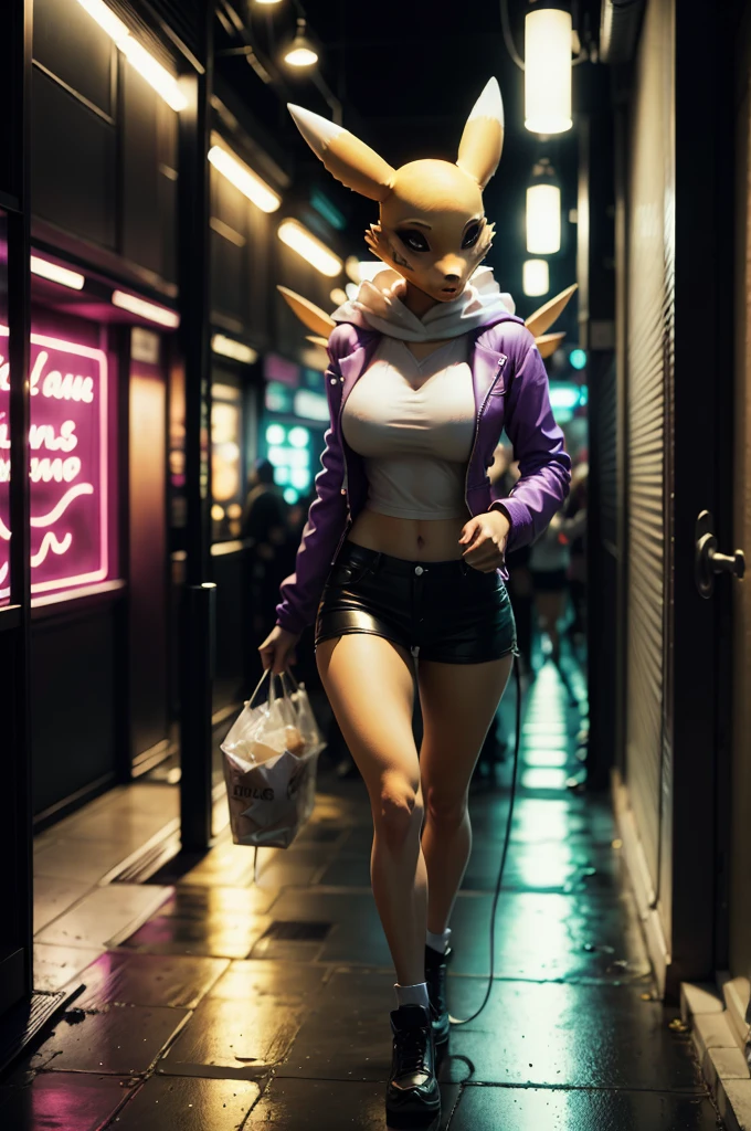 Renamon walking through a nightclub