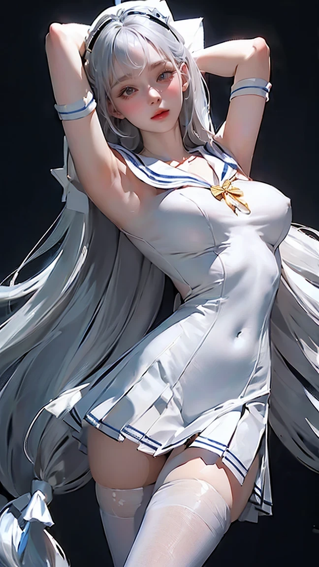 nsfw,((1man with 1woman,Having sex)),Riding on top of a naked man,Nipples,alexia_was,alexia Midgar,student clothes,White pleated skirt,White skirt,Beautiful breasts,Evil smile,White thighs,masutepiece,Top image quality,Best Quality