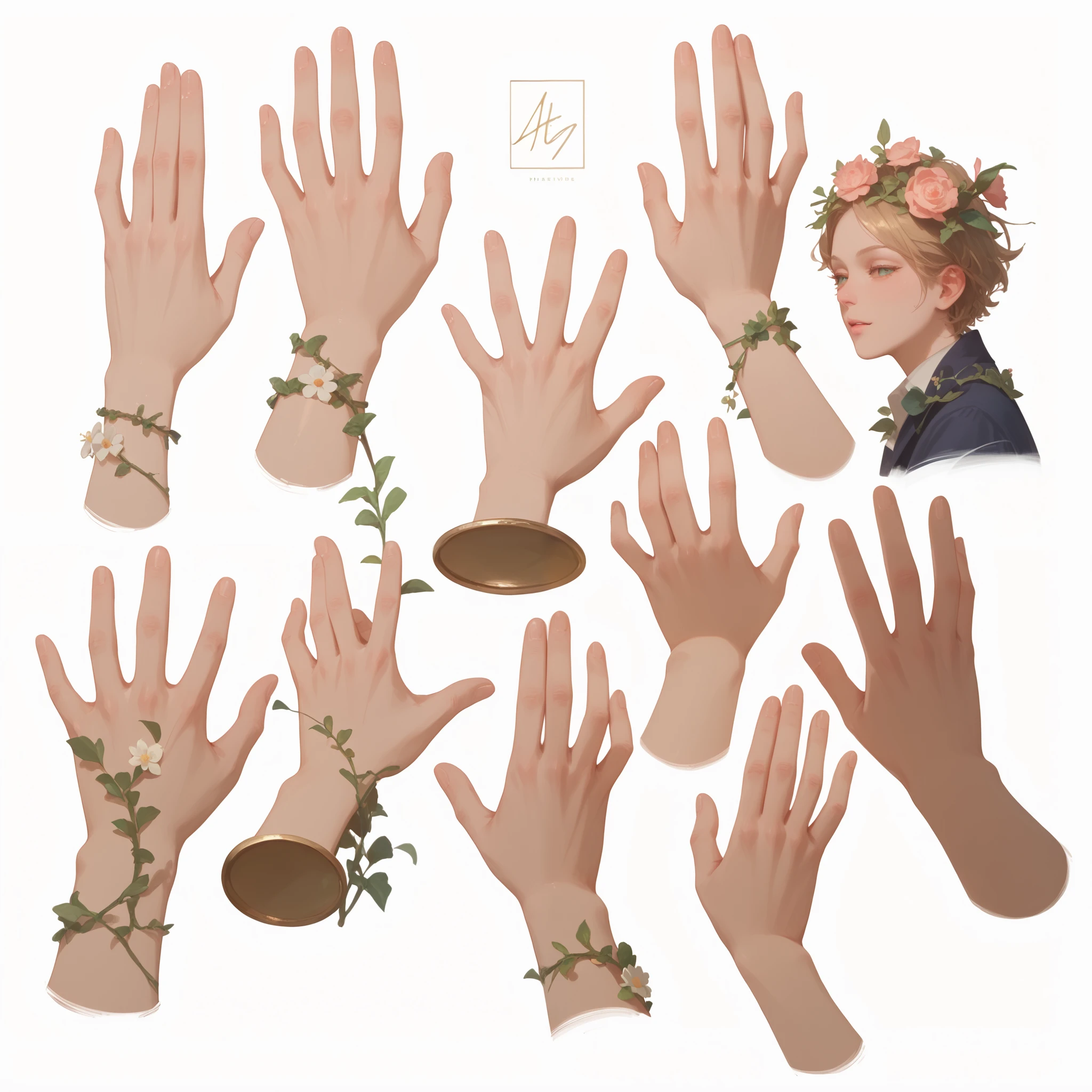 (masterpiece,  best quality), score_9, score_8_up, score_7_up, score_6_up, painting of hands, gr33n, plant, flower,