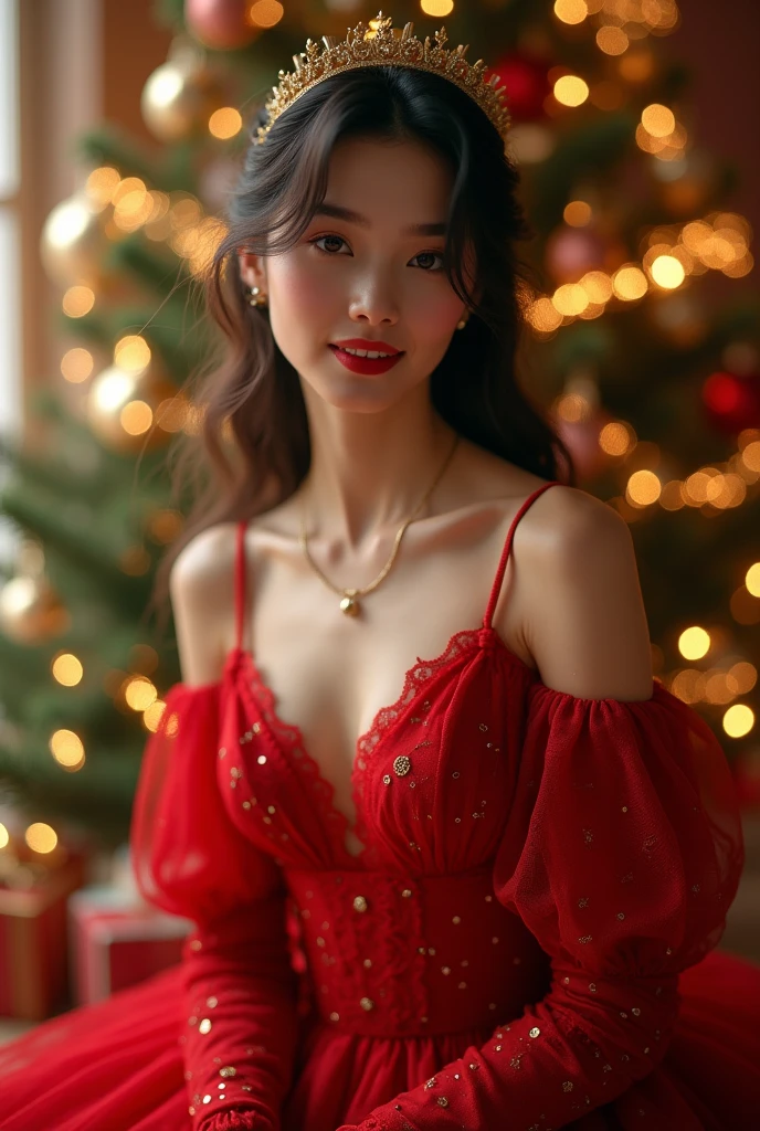 a beautiful young woman ((KPop Lisa) Lalisa Manobal, age 25), wearing an airy sheer Christmas night gown (shoulders exposed, deeply plunging neckline) , nude except for night gown, her intimate areas partially exposed and very detailed, playing with a baby bunny by an old-fashioned fireplace with a roaring fire, Christmas scene (best quality, 4k, 8k, highres, masterpiece:1.2), ultra-detailed, (realistic, photorealistic, photo-realistic:1.37), HDR, UHD, studio lighting, ultra-fine painting, sharp focus, physically-based rendering, extreme detail description, professional, vivid colors, bokeh, portrait, figurative, intimate, sensual, cozy, Christmas, warm lighting, chiaroscuro (show her entire body, show all of her)