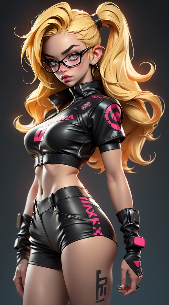 ((Best Quality, best resolution, award-winning portrait, official art)), ((perfect Masterpiece)), ((Realistic)) and ultra-detailed photography of a 1nerdy cyberpunk girl with goth and post apocalyptic colors. She has ((long blonde hair)), wears a (Harajuku-inspired cyberpunk tech-wear top) and a (Harajuku-inspired cyberpunk tech-wear bottom:1.2) , ((the most beautiful and sexy aesthetic)), sexy, super huge enormously gigantic tits, cleavage showing, hot, sexy, seductive, slutty