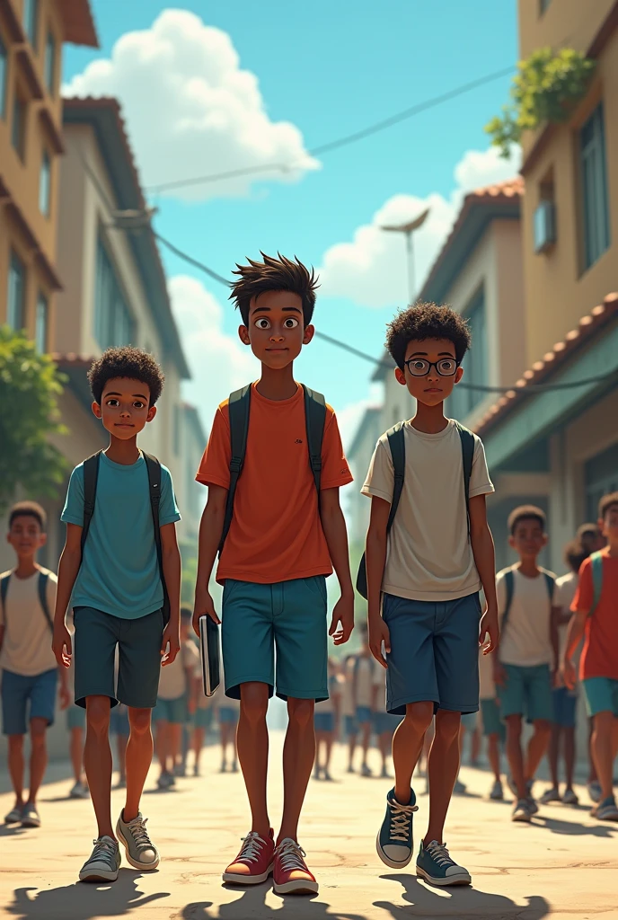 a black brazilian boy (10 years old) going to school