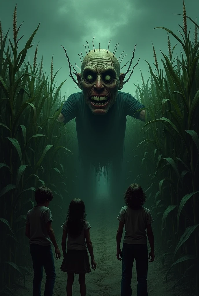 A lonely zombie child sits on a broken swing set, their tattered clothes hanging loose on their skeletal frame. A single sunflower blooms near their outstretched hand, casting a warm glow on their vacant eyes