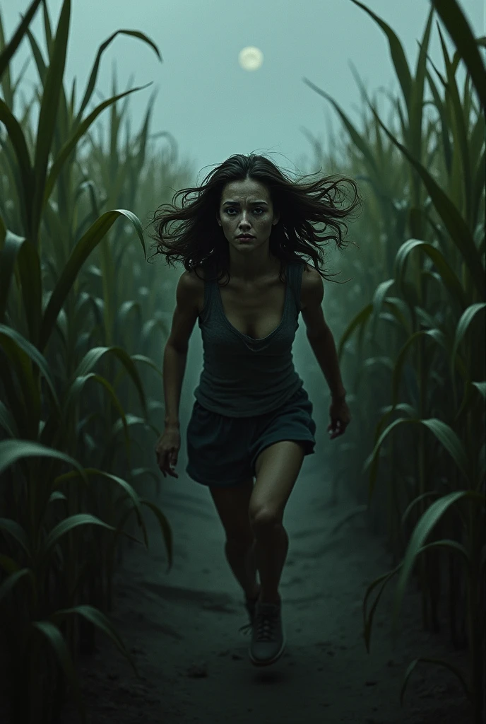 A mound of earth with a tombstone from which only half of the body of a green female zombie emerges. Central and frontal angle to the camera. realistic photo. She supports herself with her arms on the floor to emerge from the earth. minimalist background on a solid background. , light and clean color . The zombie is seen from the waist up, with the rest of his body still buried in the ground. She is wearing a modern and casual outfit.