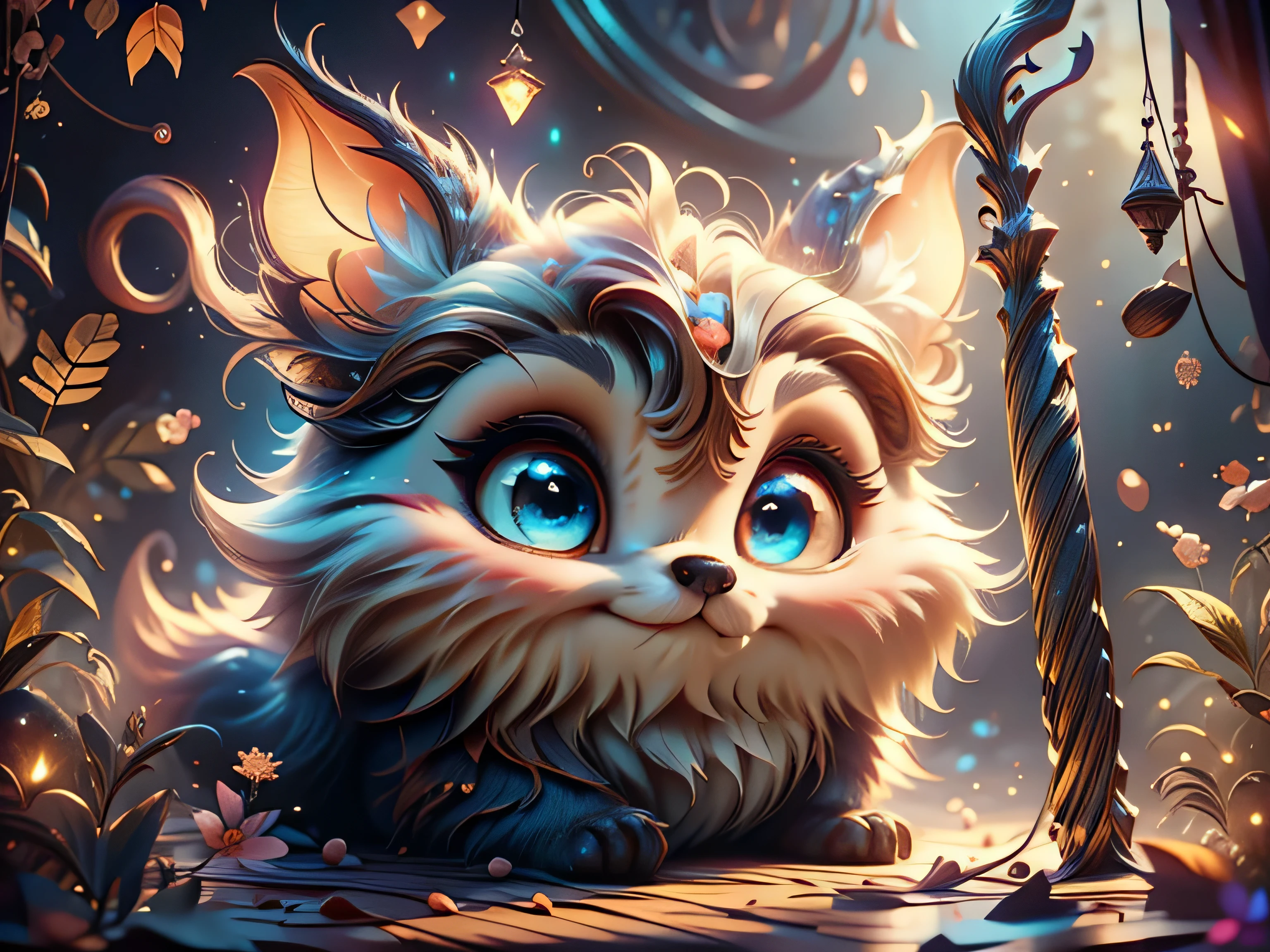 Magical Fantasy Creature, (Best Quality, Masterpiece, Representative Work, Official Art, Professional, Super Detailed, 8k:1.3), (Photorealism:1.2) Super Cute, Big Eyes, Soft, Soft Nose, Fluffy, Two-Toothed Smile, Bat Hanging Upside Down, Realistic, Beautiful, Stars in Eyes, Soft Volumetric Light, (Backlight:1.3), (Cinematic:1.2), Intricate Details, (ArtStation:1.3), --auto --s2