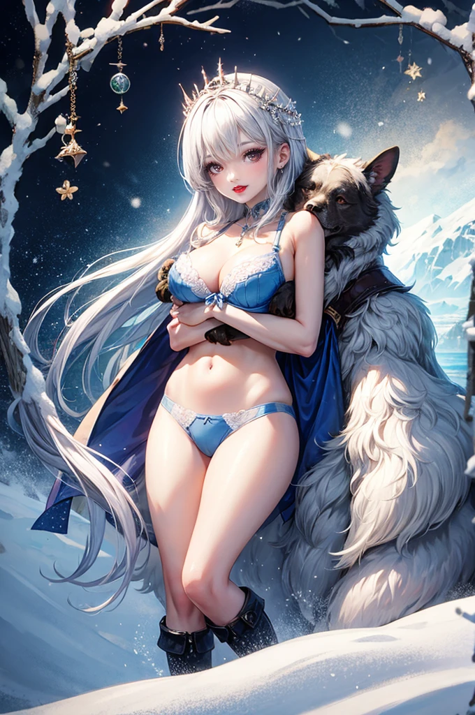 Nino Nakano ,sexy ,armadura ,lago de hielo luz de luna