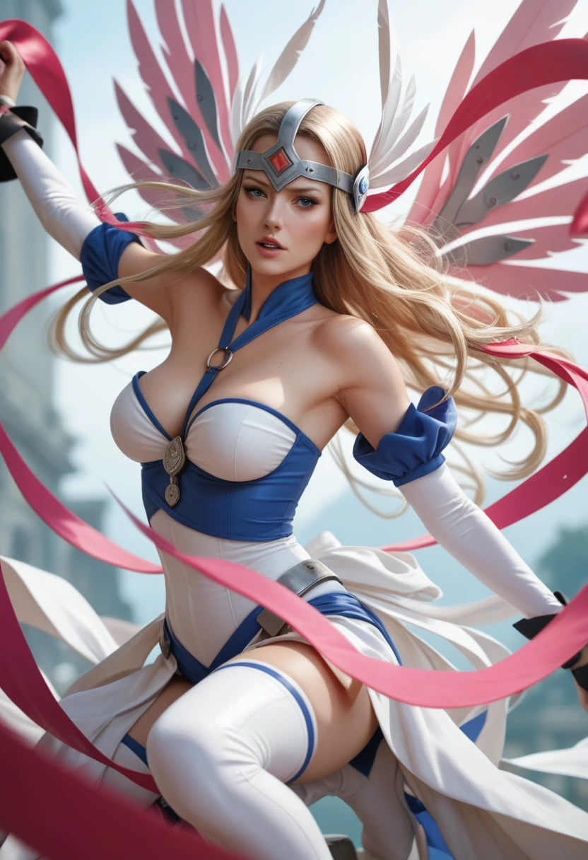 Dark magician gils ((mejor calidad)), ((obra maestra)), (detallada), rubia, smal boobs, smal boobs, seductive succubus, Ethereal Beauty, Perched on a pink flowering tree, (Fantasy Illustration: 1.3), mirada encantadora, cautivadora pose, chica dark magician gils sola, delicadas alas de mariposa, encanto de otro mundo, mystical sky, (Luis Royo:1.2), (Yoshitaka Amano:1.1), Moonlit morning, colores suaves, (nubes detalladas:1.3), (high resolusion:1.2) ( dragon flying in the sky) vestido, piernas colgando sobre el estanque, diosa griega, realista, realismo, cuerpo sexy, Desert Landscape. Tacones azules. Pose sejustiva y