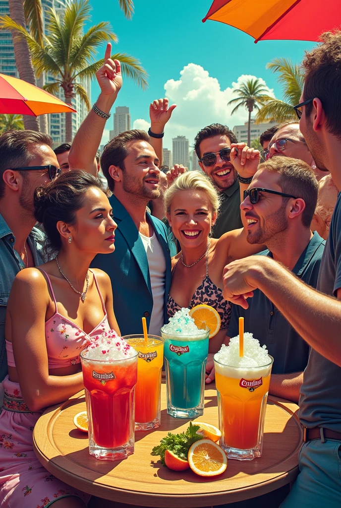 Scene: Pool Party

Description: A lively pool party with people enjoying themselves, laughing, and listening to music. In the background, a neon sign reads "Always Coca-Cola." In one corner, a subtle but visible sign says "Fuera Petro."
Atmosphere: Sunny day, warm tones, vibrant colors.
Central element: People holding Coca-Cola bottles, reflecting happiness and fun.
Text: "Always Coca-Cola, Fuera Petro" visible in the background.
