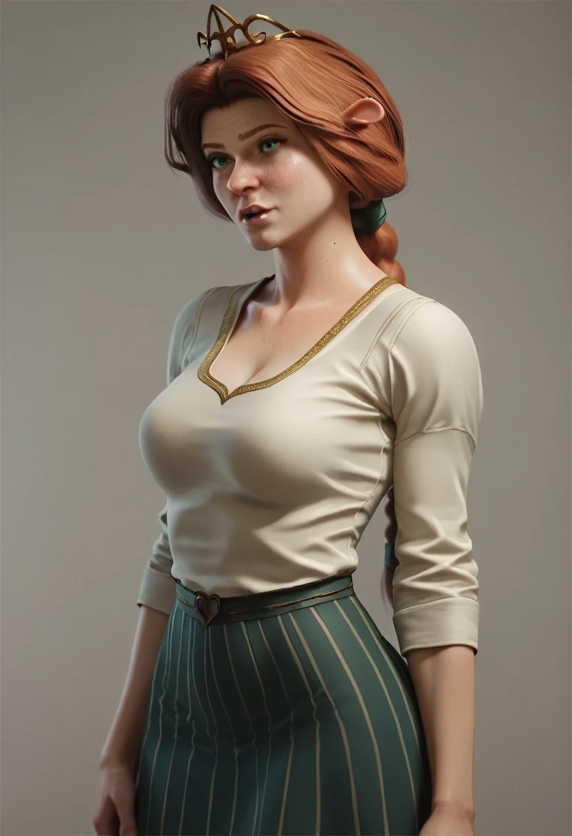 princess fiona. Wearing a sexy secretary outfit,  blouse and skirt. with media 