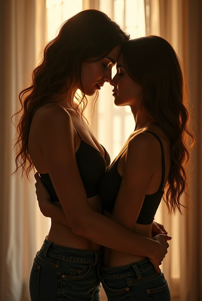 best quality, high quality, ultra quality, 8k, masterpiece, detailed, extremely detailed, insanely detailed, ultra detailed, ultra highres ,exquisite,
lifelike Images,cinematic experience,UHD picture,Realistic,photorealistic,hyperrealistic,vivid,RAW photo,shot by DSLR,Women in underwear kissing