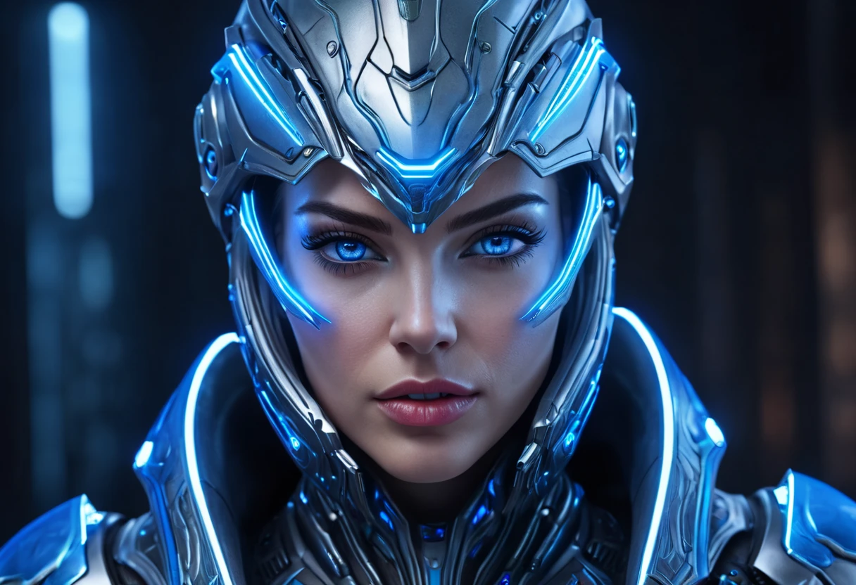 FACE WOMAN powerful armor, sharp look,
Frost, Calls, perfect details, (Best Quality, 4k,
High resolution, masterpiece:1.2), ultra detailed,
realist:
1.37, HDR, studio lighting, vivid colors, (cyberpunk,
Futuristic) style, lcy Blue Color Scheme, dynamic
lighting. MOD ULTRA FACE 8k laser eyes