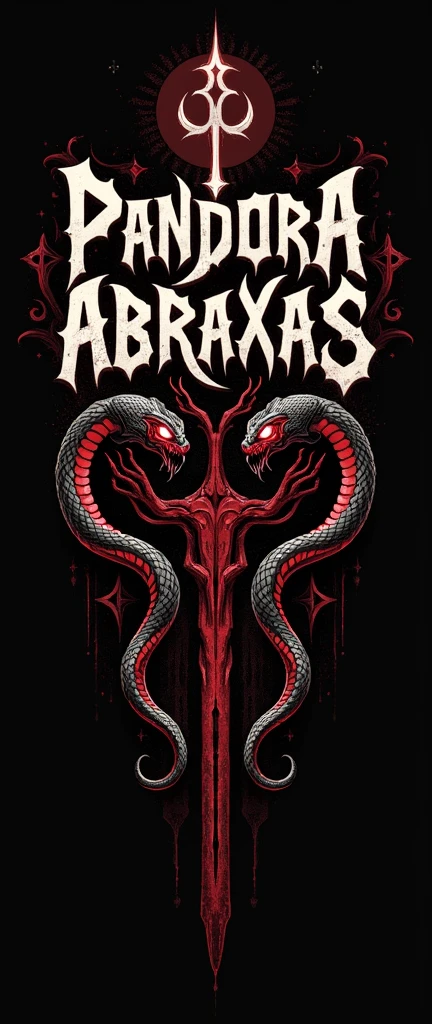 Create the demonic logo with the name Pandora Abraxas , the colors are ...