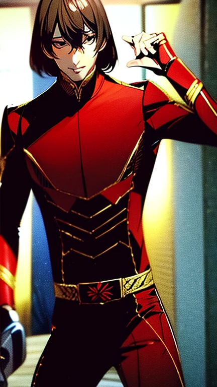 (  High-definition CG), ( best quality), (  High-definition CG), ( best quality),
Goro Akechi is a handsome and cool young man with a beautiful body   ,    Power Rangers Costume , Handsome and cool young man   ,  Sensual appearance,     crotch bulge  