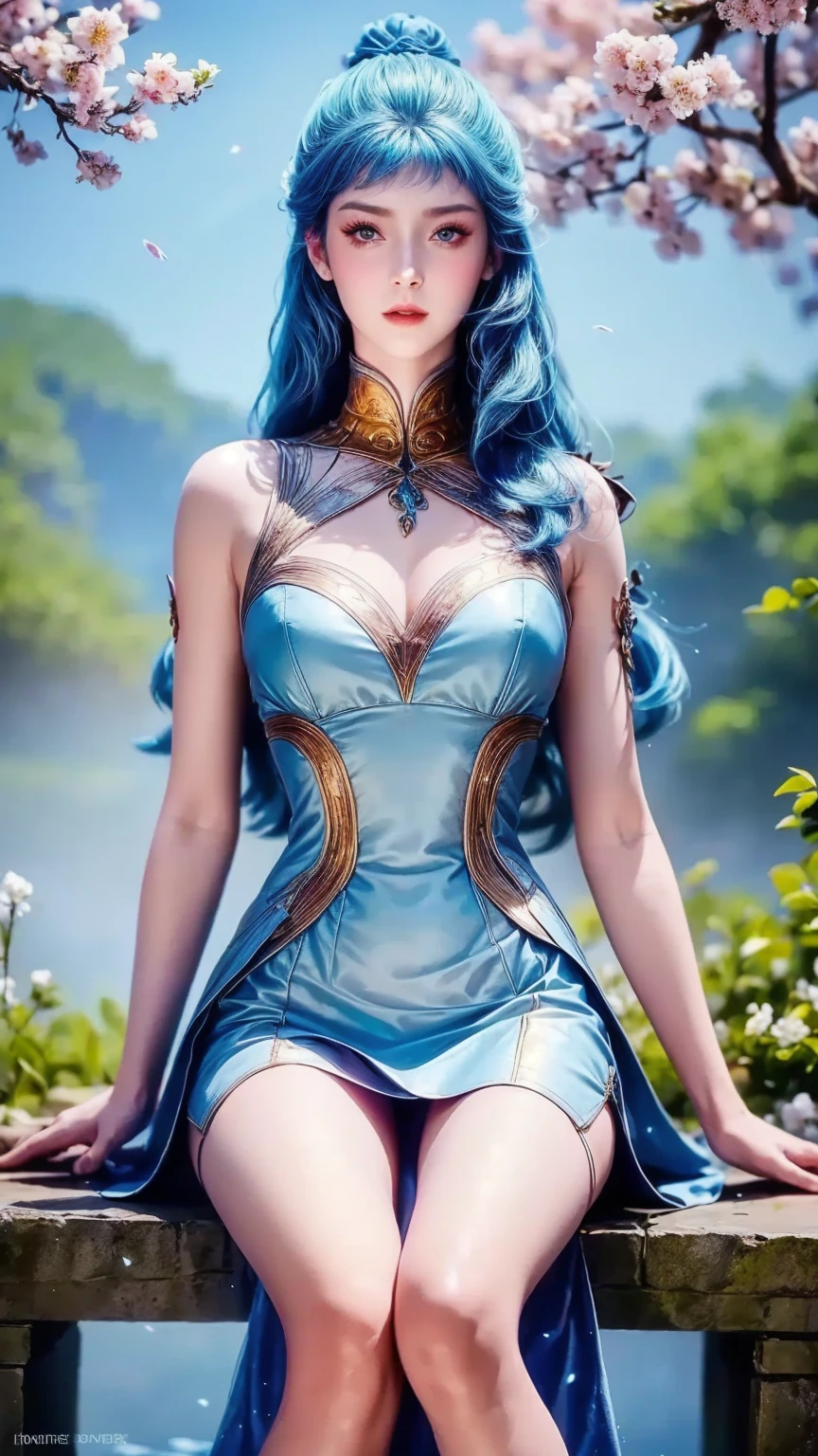 a drawing of a woman in a blue dress with a purple tail, cloud goddess, anime goddess, anime fantasy illustration, sky witch, beautiful genie girl, asian female water elemental, anime fantasy artwork, spirit fantasy concept art, a beautiful sorceress, blue djinn, knights of zodiac girl, fantasy art style, beautiful celestial mage, beautiful young wind spirit