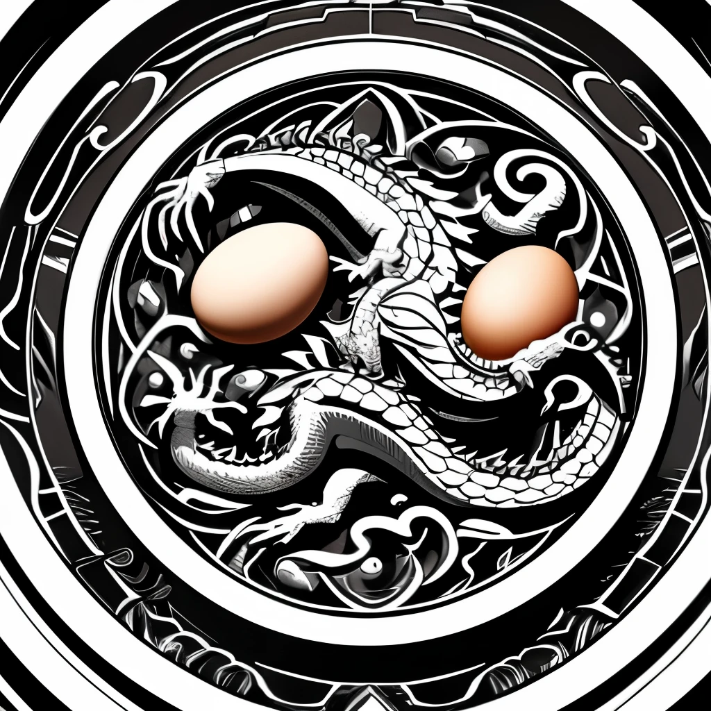 a close up of a carved egg with a dragon inside, vector art by Matt Stewart, trending on polycount, art nouveau, newly hatched dragon, dragon eggs, avatar image, hatching, dragon in dragon lair, digesting a small dragon, smaug, the devil in hell as a dragon, dragon vore art, dragon’s lair, dragon's lair