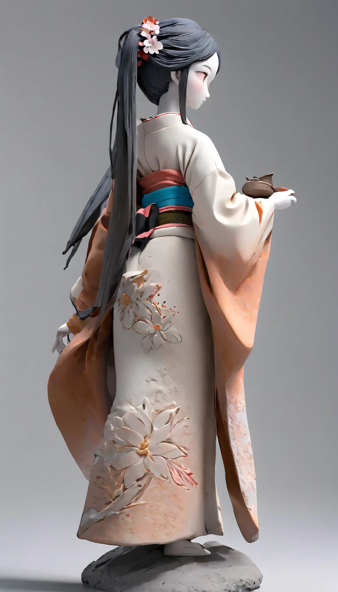 prompt
( best quality:1.2),ultra-light clay, woman, womanの身体, slender、 Artistic Expression 、Long Hair、clay、Pottery、 thin waist、 ponytail、kimono、myth, mineral pigments, 3D clay sculpture art, clay sculpture, Rough surface, (slope,slope background, gray background ,Food Up,Alone,Model standing、