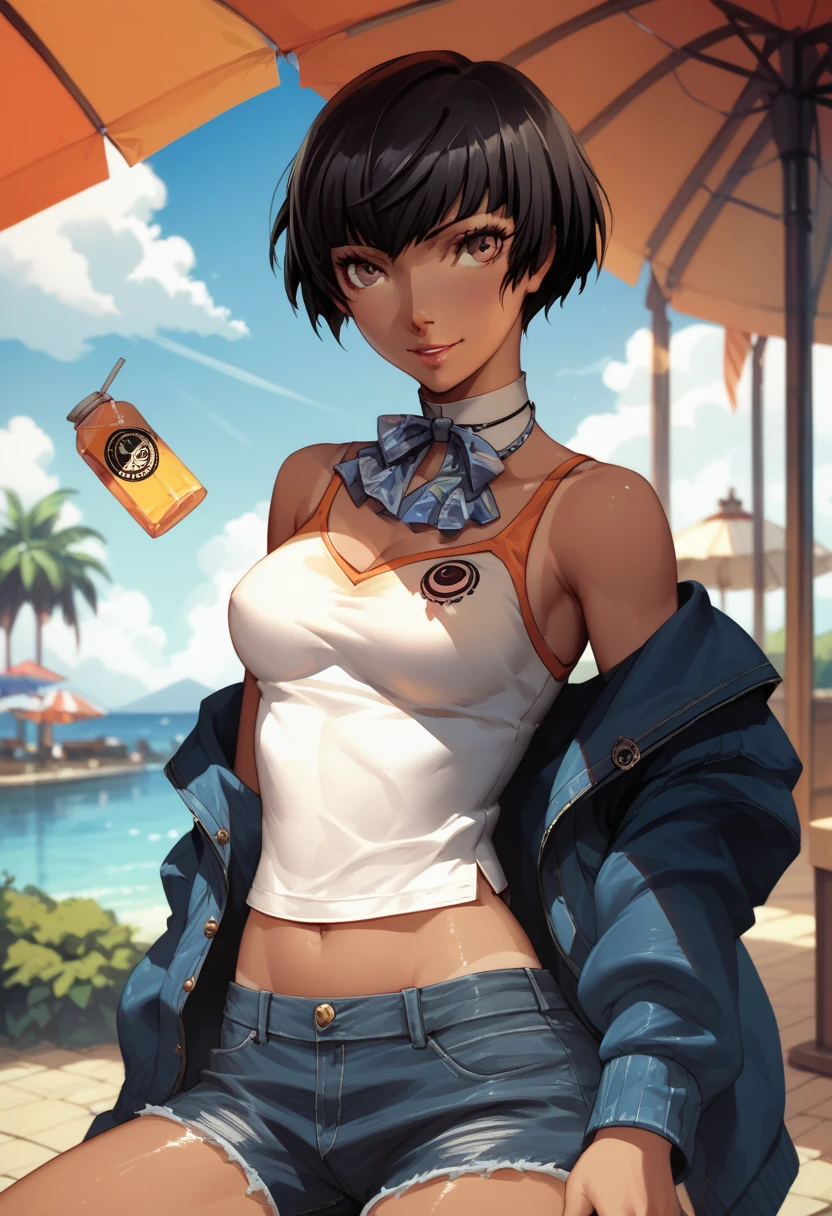 yuko nishiwaki persona 3, Tanned,  black hair