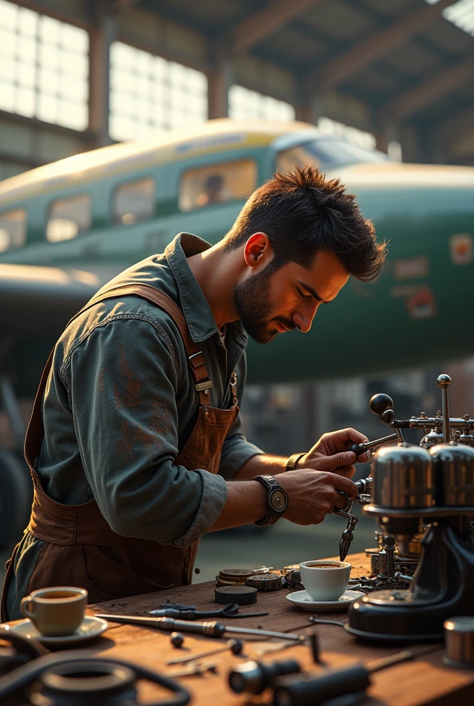 engineer repair plane espresso maker