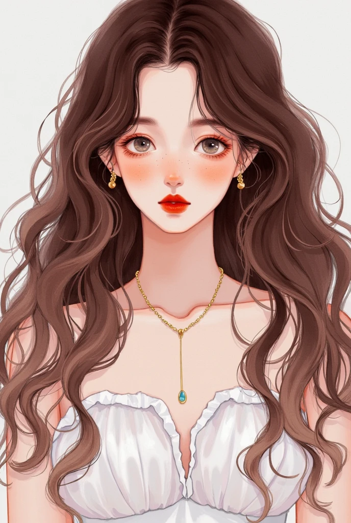 There is a painting of a woman with long hair and a tile, Lovely art style, Exquisite painting style,   created in Bowater's art style  , artstrationTrend ,  exquisite digital art , 8K)),  a beautiful art illustration ,  antique style art , Digital Anime Illustration,  Portrait of jisoo blackpink  ,  soft anime illustration , Lovely portrait