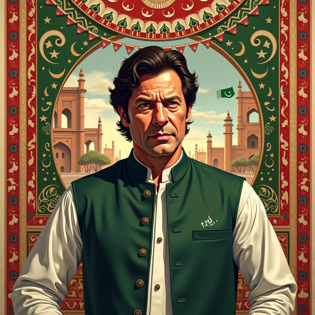 Imran Khan With Pakistani & PTI Flags