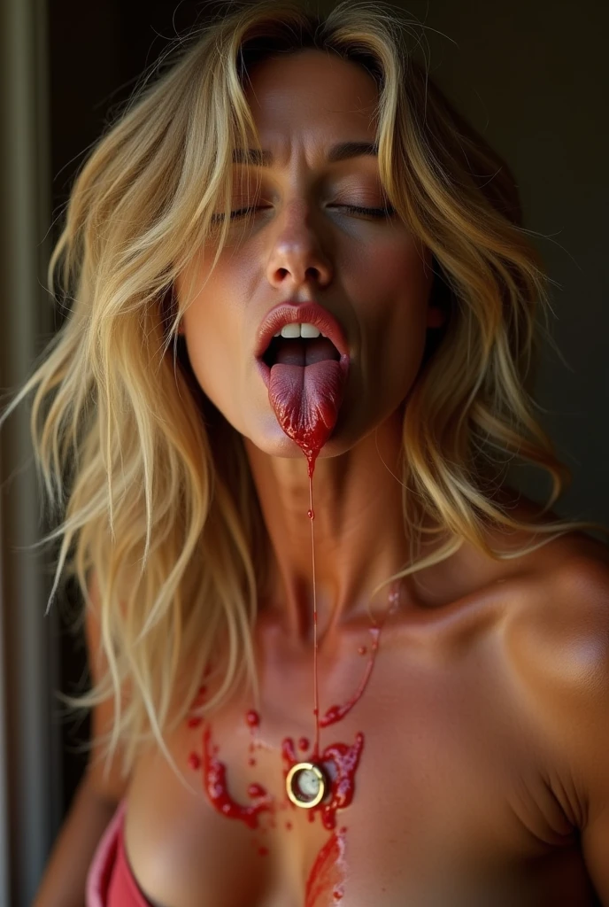 (Closeup Photo portrait) ,((nude)), (bloody body):1.4, (bloody wounds):1.7, , (((18 years old girl))) beautiful ((frightened :1.7 )) ((panic:1.7)) (scream:1.4) jessica alba , ((skinny body:1.2)),(( vagina)), , old depressive red brick wall, sexy,photorealistic,Masterpiece