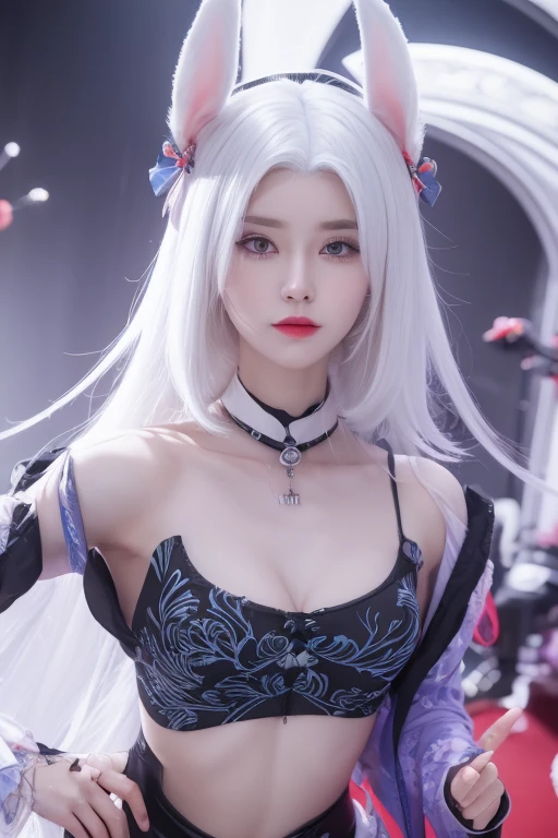 1 girl, silver hair, streaked hair, bangs, blunt bangs, long hair, pink hair, aqua eyes, longeyelashes, purple eyes, makeup, smile, parted lips, Realism, Verism, Surrealism, depth of field, first-person view, f/1.8, 135mm, Canon, UHD, retina, masterpiece, ccurate, anatomically correct, textured skin, super detail, high details, high quality, best quality, highres, 1080P, HD, 4K, 8k