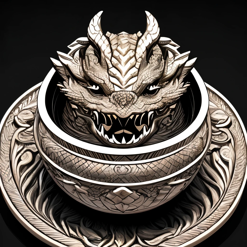 a close up of a carved egg with a dragon inside, vector art by Matt Stewart, trending on polycount, art nouveau, newly hatched dragon, dragon eggs, avatar image, hatching, dragon in dragon lair, digesting a small dragon, smaug, the devil in hell as a dragon, dragon vore art, dragon’s lair, dragon's lair