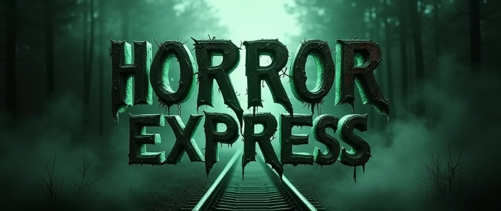 Logo de face avec texte pour montagne russe theme automne et halloween il s'appelle horror express