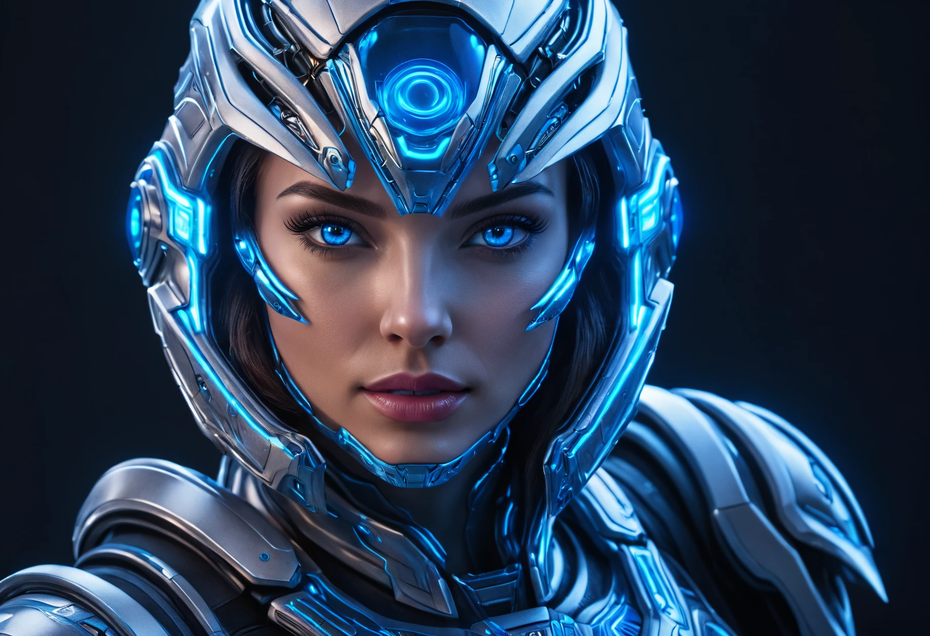 FACE WOMAN powerful armor, sharp look,
Frost, Calls, perfect details, (Best Quality, 4k,
High resolution, masterpiece:1.2), ultra detailed,
realist:
1.37, HDR, studio lighting, vivid colors, (cyberpunk,
Futuristic) style, lcy Blue Color Scheme, dynamic
lighting. MOD ULTRA FACE 8k laser eyes