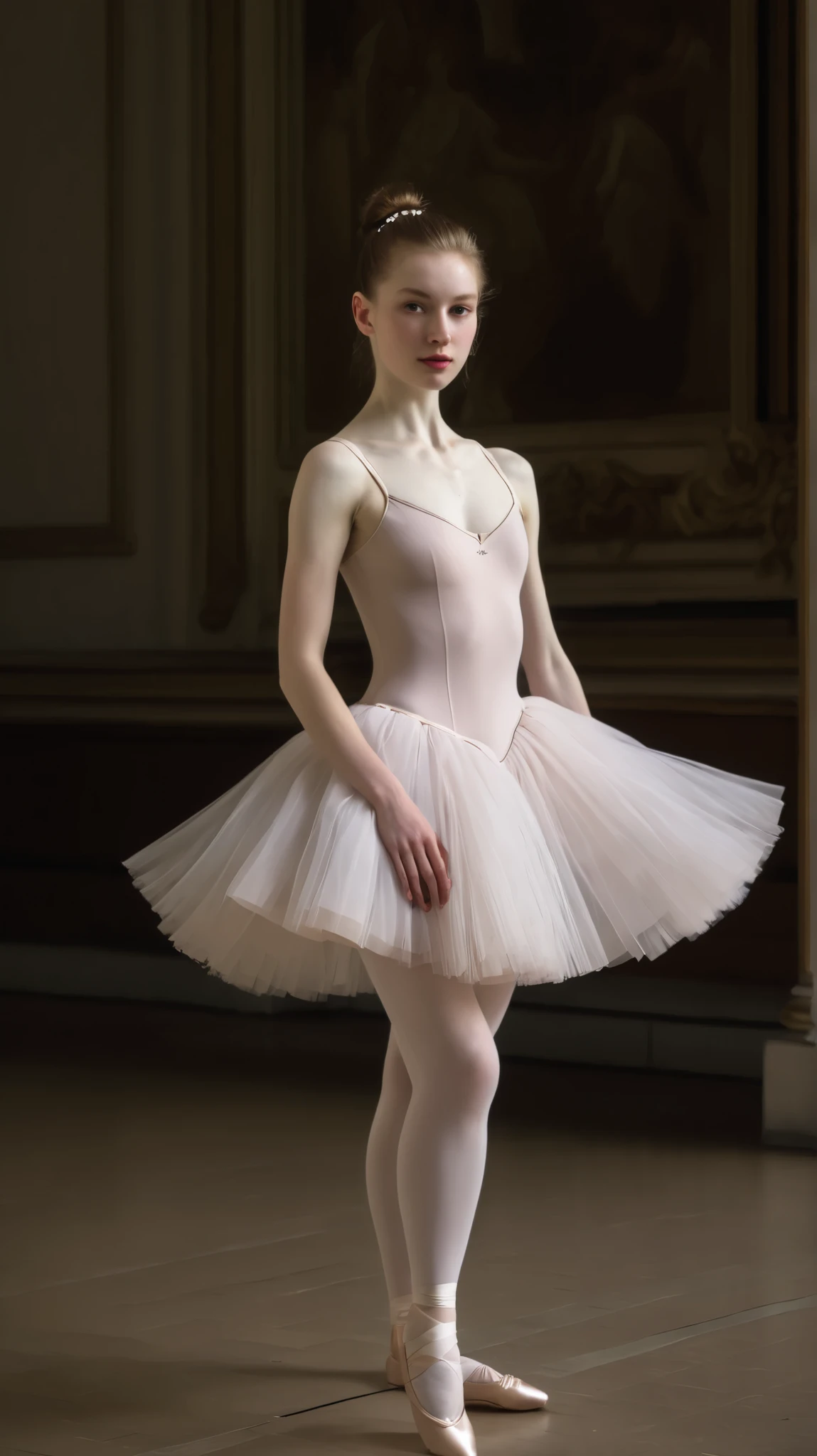 (4k, best quality, masterpiece, RAW photo, beautiful eyes, ballet tights, crotch bulge, nutcracker ballet:1.35), (2 ballet dancers, prince kills rat king:1.5)