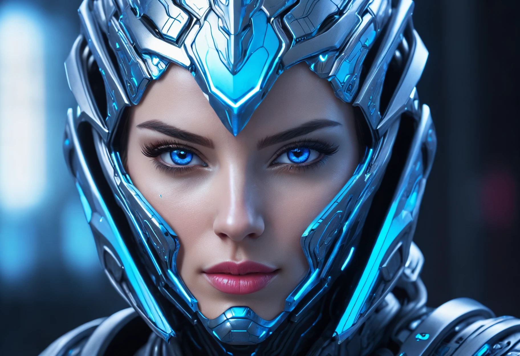 FACE WOMAN powerful armor, sharp look,
Frost, Calls, perfect details, (Best Quality, 4k,
High resolution, masterpiece:1.2), ultra detailed,
realist:
1.37, HDR, studio lighting, vivid colors, (cyberpunk,
Futuristic) style, lcy Blue Color Scheme, dynamic
lighting. MOD ULTRA FACE 8k laser eyes