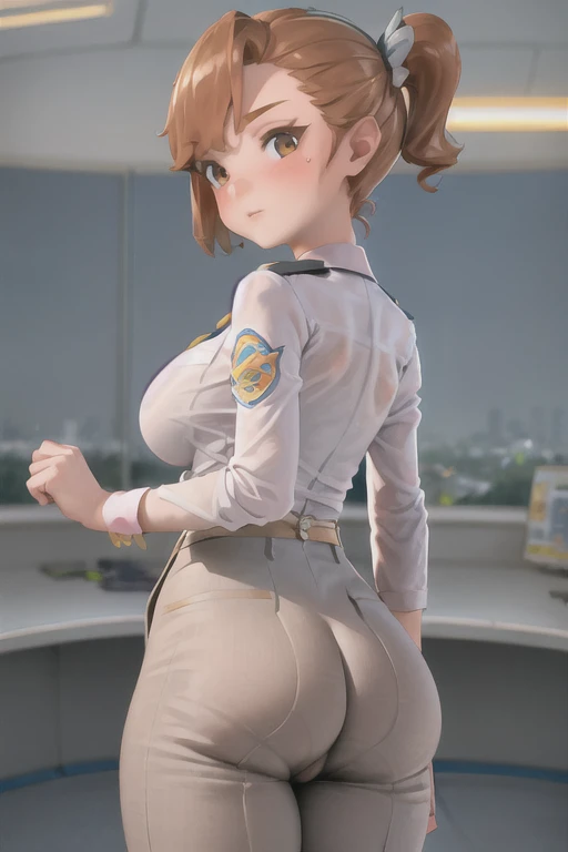 ((masterpiece)), ((best quality)), (ultra-detailed), ((extremely detailed)), 4K, (8K), best quality, (beautiful), anime style, cowboy shot, focus on the face, full body focus, In a crowded train, a cute girl, 1girl, solo, school uniform, beautiful light brown hair, beautiful brown eyes, ((beautiful eyes)), short hair, light smile, shiny-glistening, gleaming,professional lighting, (anus, ass, from behind, spread ass, ass focus, presenting, ass grab, spread anus, bent over, grabbing own ass, top-down bottom-up, hands on own ass,nsfw:1.3)