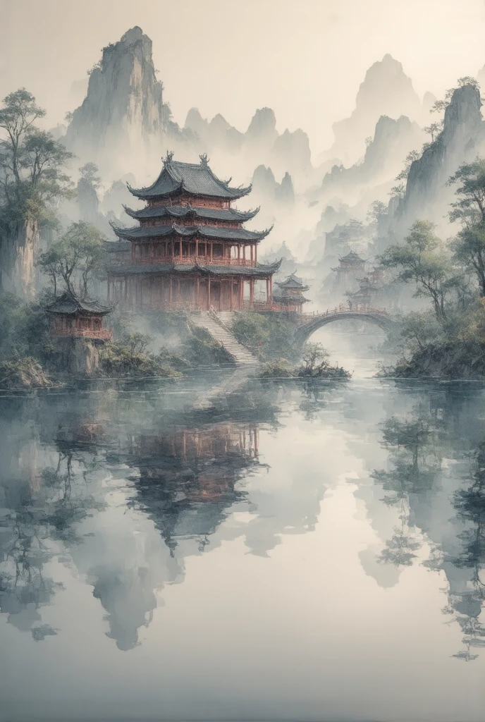 ((City Reflected on Water ))Ancient China,(masterpiece:1.2),超 HD ,  Pay attention to details ,   high quality  ,  HD , 最  high quality  , 4K, 8K