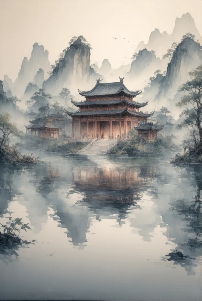 ((City Reflected on Water ))Ancient China,(masterpiece:1.2),超 HD ,  Pay attention to details ,   high quality  ,  HD , 最  high quality  , 4K, 8K