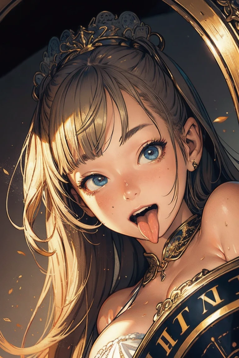  best quality ,masterpiece, Illustration,portrait,  very delicate and beautiful ,  Very detailed ,CG ,Unity ,8k wallpaper, wonderful,  detailed , masterpiece, best quality,  Very detailed CG Unity 8k wallpaper, absurd, incredibly  absurd,  super detailed,  high definition ,  Very detailed,  with great attention to detail,tongue out, open mouth, smile, rolling eyes, ( double piece :1.3)