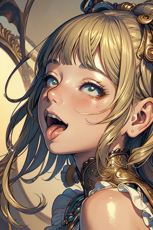  best quality ,masterpiece, Illustration,portrait,  very delicate and beautiful ,  Very detailed ,CG ,Unity ,8k wallpaper, wonderful,  detailed , masterpiece, best quality,  Very detailed CG Unity 8k wallpaper, absurd, incredibly  absurd,  super detailed,  high definition ,  Very detailed,  beautiful detailed girl,tongue out, open mouth, smile, rolling eyes, ( double piece :1.3)