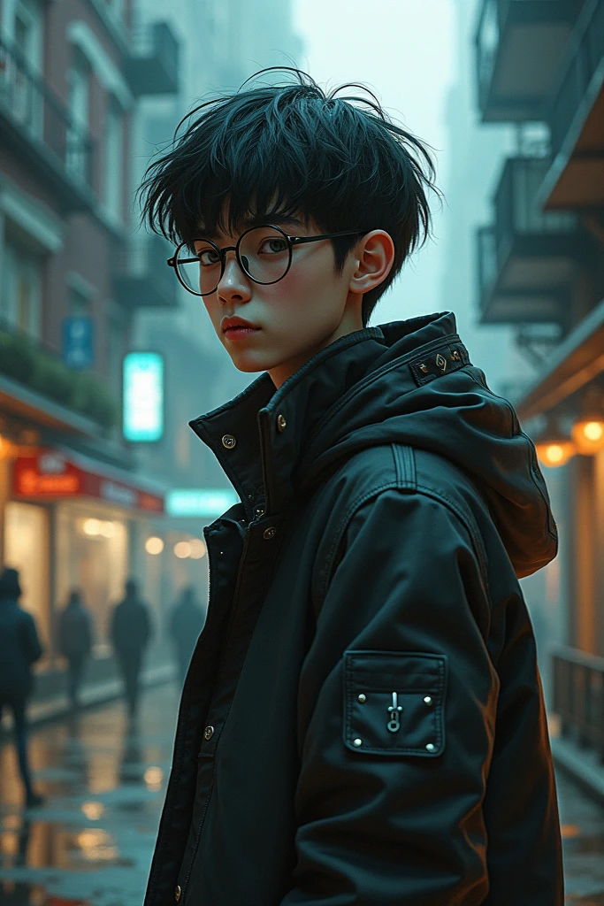 Improve the overall quality of your images,Make the 's face in the photo more mature,In the background, there is a beautiful view of the Bund in Shanghai,There is also a couple of lovers in the distance enjoying the view --auto