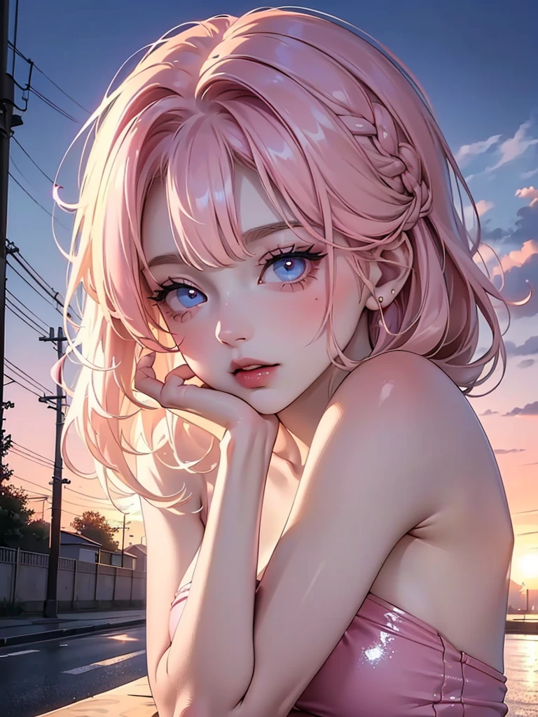 (masterpiece, high quality, 8k) 1girl, a busty woman with long, dark pink hair. And blue eyes. And dog ears
Chizuko Yoshida, remodernism, giantess art, a detailed drawing

girl youtuber,(((1girl))),((beautiful dark pink long haired )),

(Large breasts:1.4),(large ass) ((dark brown hair:1.35, straight long hair,colored inner hair,ear breathing, long hair))),((blue eyes:1.3,upturned eyes:1.3,perfect eyes,beautiful detailed eyes,rainbow glows ultra-detailed blue eyes:1.1,gradient eyes:1,finely detailed beautiful eyes:1,symmetrical eyes:1,big highlight on eyes:1.2)),((fat)),(((lustrous skin:1.5,bright skin: 1.5,skin tanned,shiny skin,very shiny skin,shiny body,plastic glitter skin,exaggerated shiny skin))),delicate detailed fingers,detailed body,detailed arms,human hands,(detailed face))

cute,slutty,seductive,erotic, no clothes (((nsfw))),

zettai ryouiki, ((1girl, armpits, bangs, bare shoulders, blonde hair, blush, braid, breasts, building, city, cleavage, cloud, cloudy sky, collarbone, dress, evening, flower, foreshortening, grass, lamppost, large breasts, long hair, looking at viewer, outdoors, outstretched arm, outstretched arms, outstretched hand, parted lips, pink dress, pink eyes, pink hair, pov, power lines, reaching, reaching out, road, sandals, selfie, sky, solo, sunflower, sunset, utility pole")),(detailed),

(dynamic pose:1.0),solo focus,embarrassed,centered,scale to fit dimensions,Rule of thirds,

(best quality),(high resolution),(sharp focus),(ultra detailed),(extremely detailed),(extremely high quality artwork),8k_wallpaper,(extremely detailed CG 8k),(very fine 8K CG),((hyper super ultra detailed perfect piece)),flawless,(((masterpiece))),illustration,vibrant colors,(intricate),High contrast,Selective lighting,Double exposure,HDR (High Dynamic Range),Post-processing,Background blur