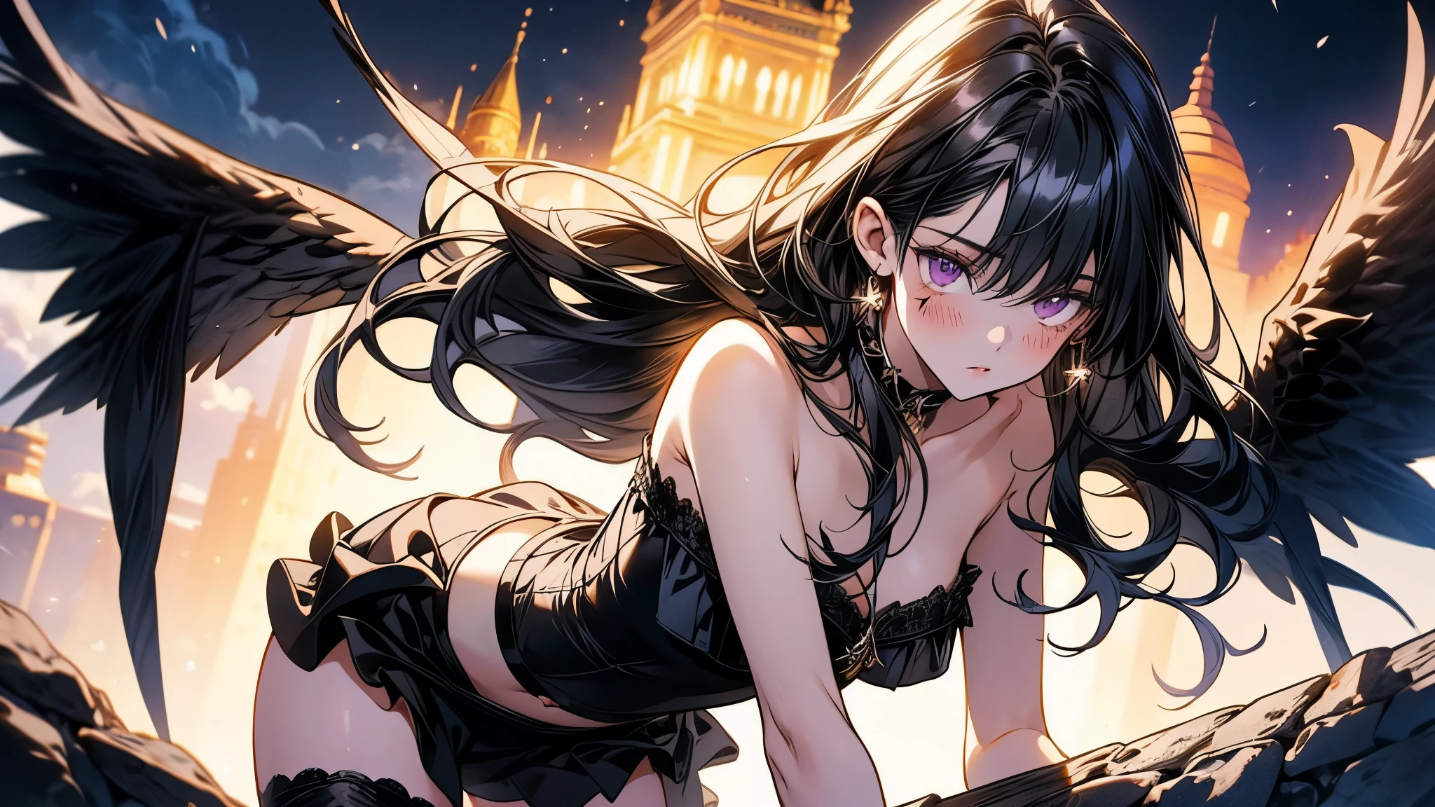 realistically, The whole body is in the shot, squatting down,dark-hair, long way hair, Clear lace bra, see-through thong,silk stockings,Collar,beachside, greatly detailed,Blush face,very huge breast, Grab your breasts with both hands,opens legs, Sexual arousal, sexual expressions, glossy skin,Temptation --auto
