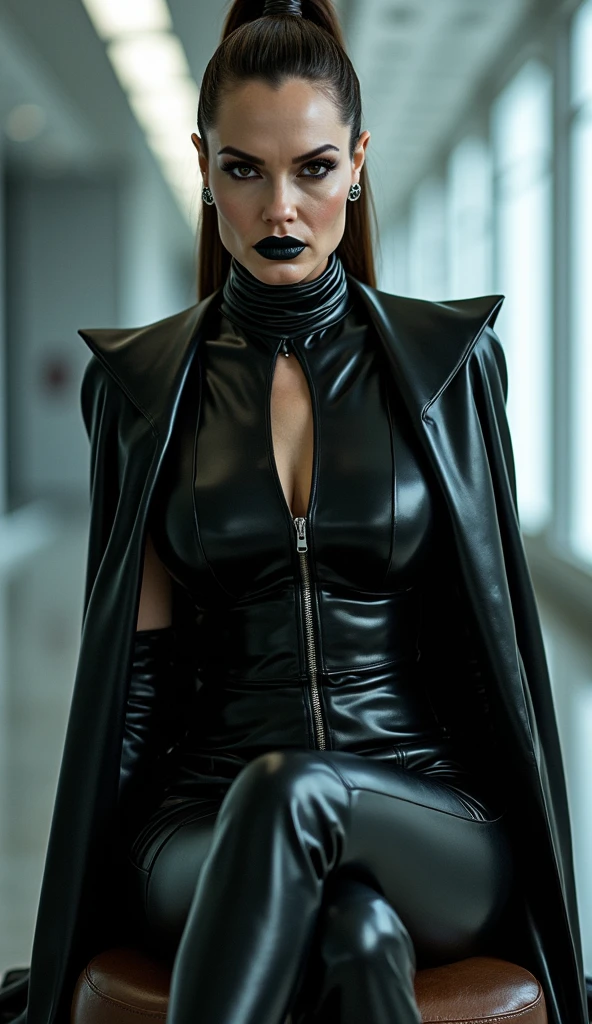 (raw, analog) (young gothic DJ nun with a beautiful face wearing leather and looking at the camera), night time, set in the 1990's, surreal make up, heart sunglasses, darkness, neon lights in the background, beautiful face, huge breasts, inside a church that looks like a nightclub, gothic, high details, ultra realistic, SonyA7III, cinematic lighting, film, grain, UHD faces, volumetric shadow, insanely detailed