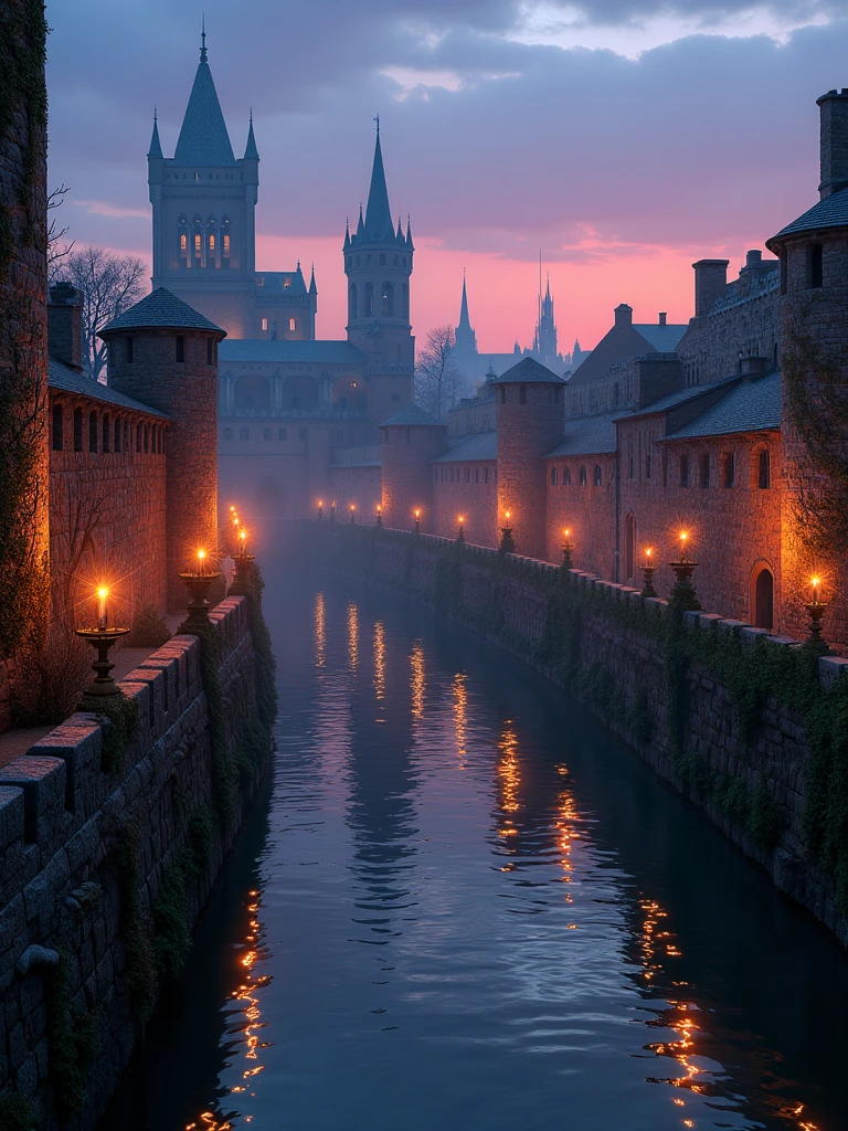 (Fantasy | Crystal | Realistic | Reflective Barrier)
An awe-inspiring crystal-walled city, its towers and spires glowing faintly under a soft twilight sky. The city is surrounded by a shimmering magical barrier, appearing like a transparent, glowing dome. The crystal walls sparkle with refracted light, their sharp edges creating dynamic reflections and refractions on the tranquil lake below. The water’s surface is so still that it mirrors the barrier and city perfectly, amplifying the dreamlike quality of the scene. Ethereal lights—soft blues and purples—dance across the barrier, casting subtle glows on the surrounding terrain. The air feels charged with magic, and the fine details of the crystal textures make the city come alive. (highly detailed rendering, realistic reflections, cinematic magical lighting, ultra-sharp textures).