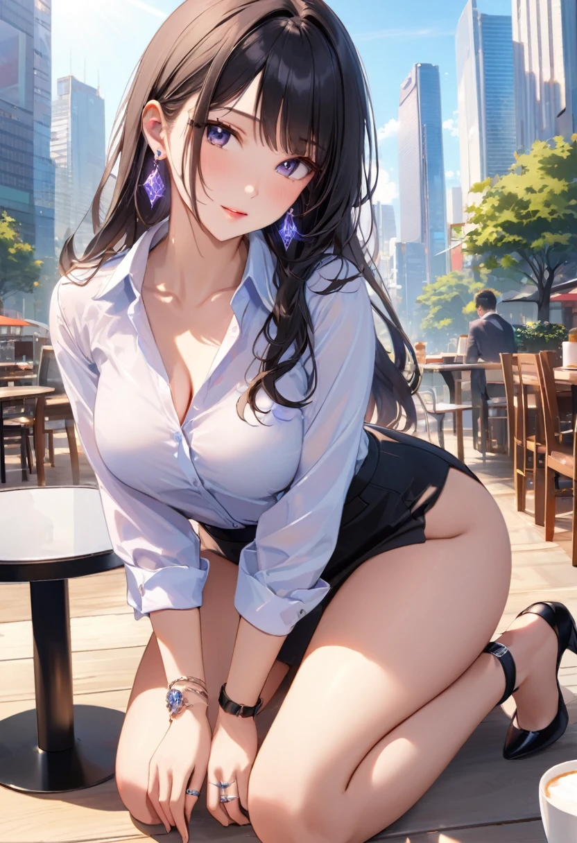 leaning forward